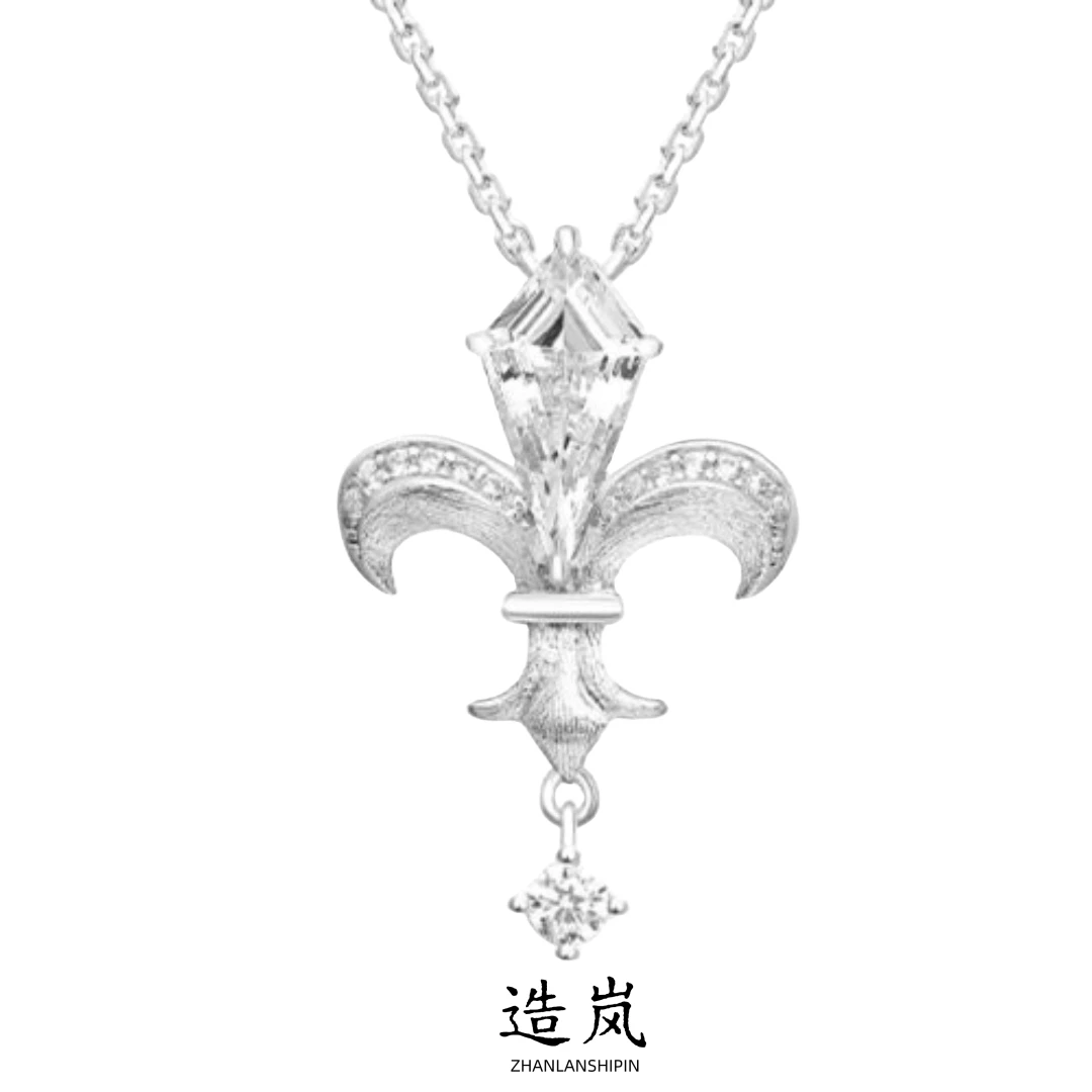 铜合金项链 箭形鸢尾花拉丝项链女轻奢小众高级感百搭气质锁骨链