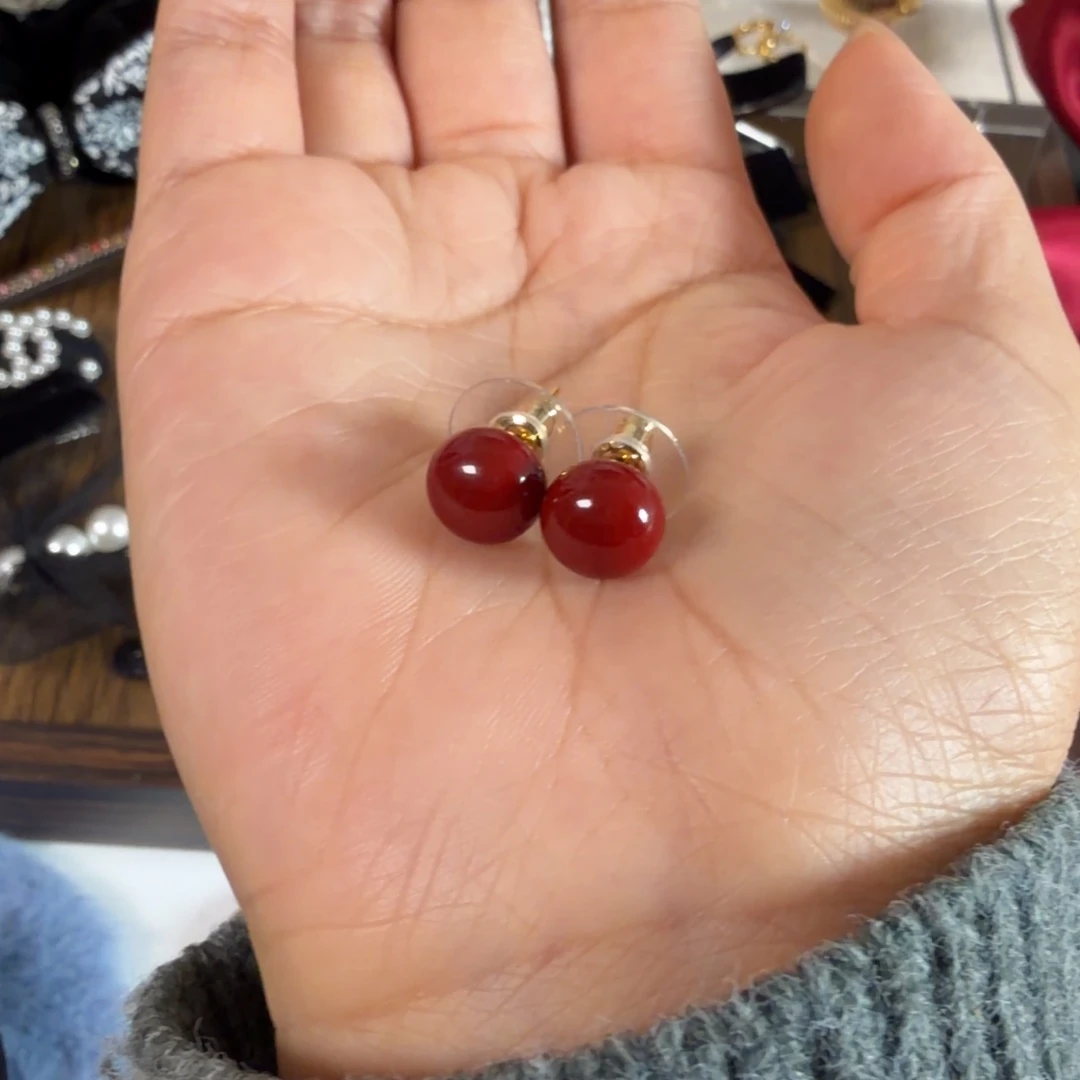 琉璃纯铜合金耳钉