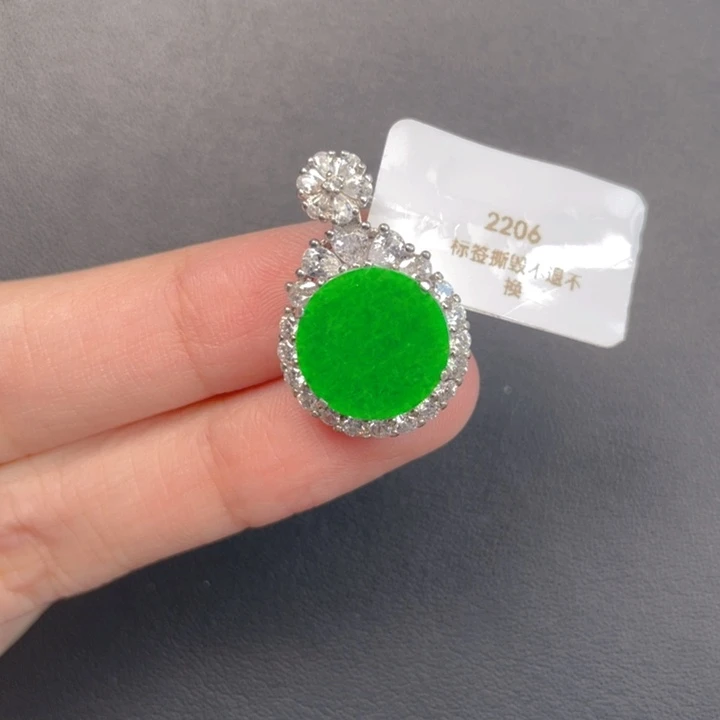 翡翠银S925镶嵌吊坠(不含链)