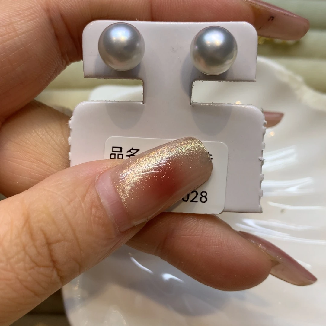 银S925镶嵌耳饰海水珍珠