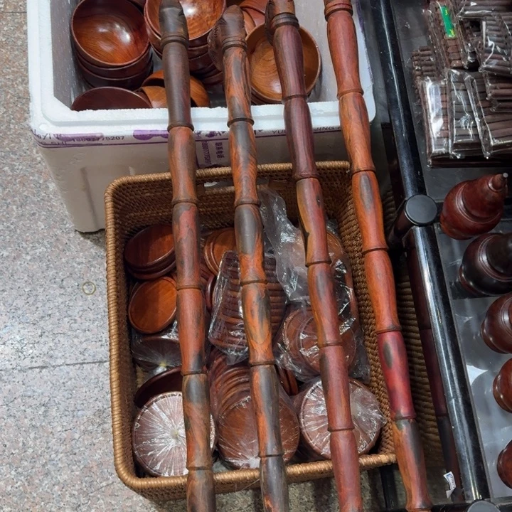 交趾黄檀（大红酸枝）酸枝原木龙头拐杖