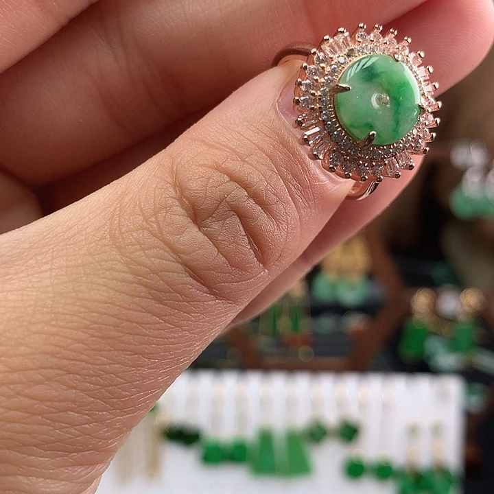 翡翠戒指银S925镶嵌戒指