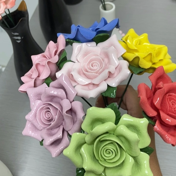 陶瓷手工制作陶瓷花7朵