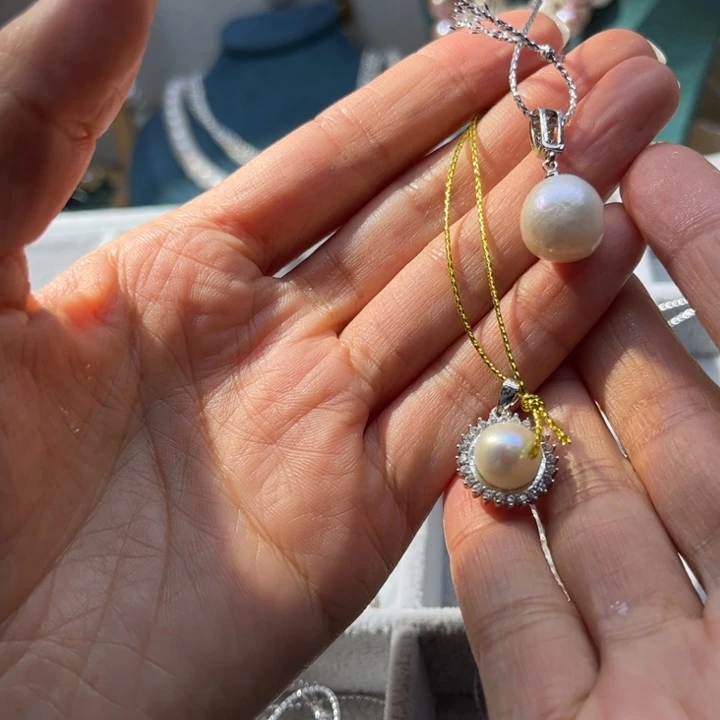 淡水珍珠胸饰银S925镶嵌