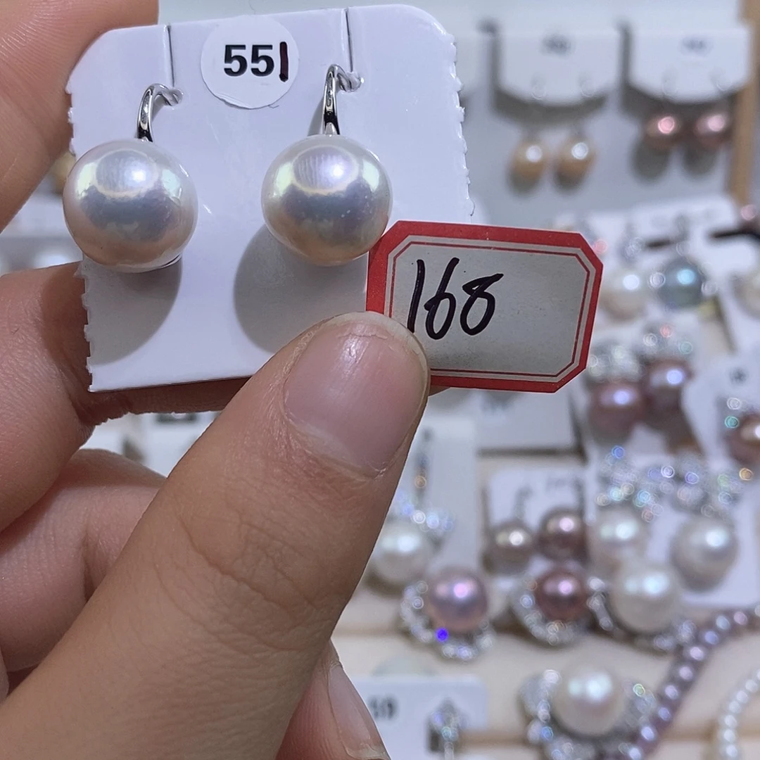沈***鸢淡水珍珠耳饰银S925镶嵌12.3mm