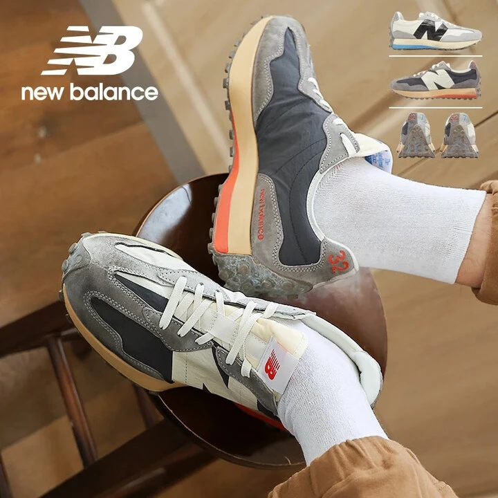 New Balance327系列运动做旧灰白鸳鸯配色流光风跑步鞋 MS327RG