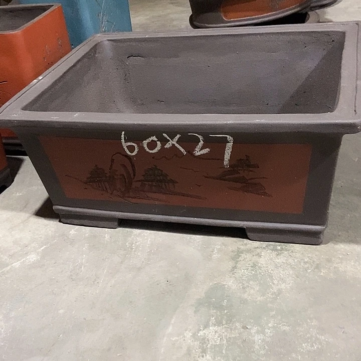 紫砂花盆60红色大马槽