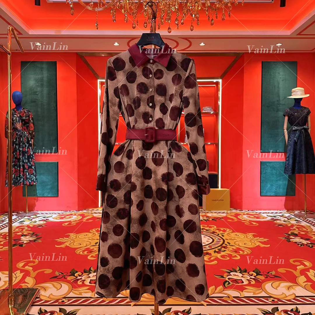 【秀】法恩琳/Vainlin 设计师轻奢款法式做旧复古连衣裙 0037