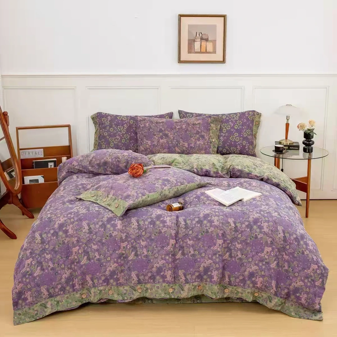 紫色水草碎花--120*150柔软亲肤小被子