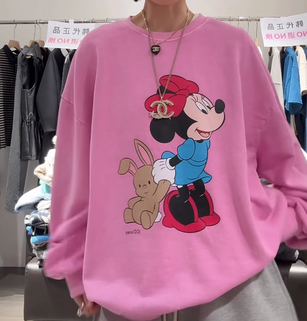 舜~韩国东大门正品米奇粉色长袖卫衣