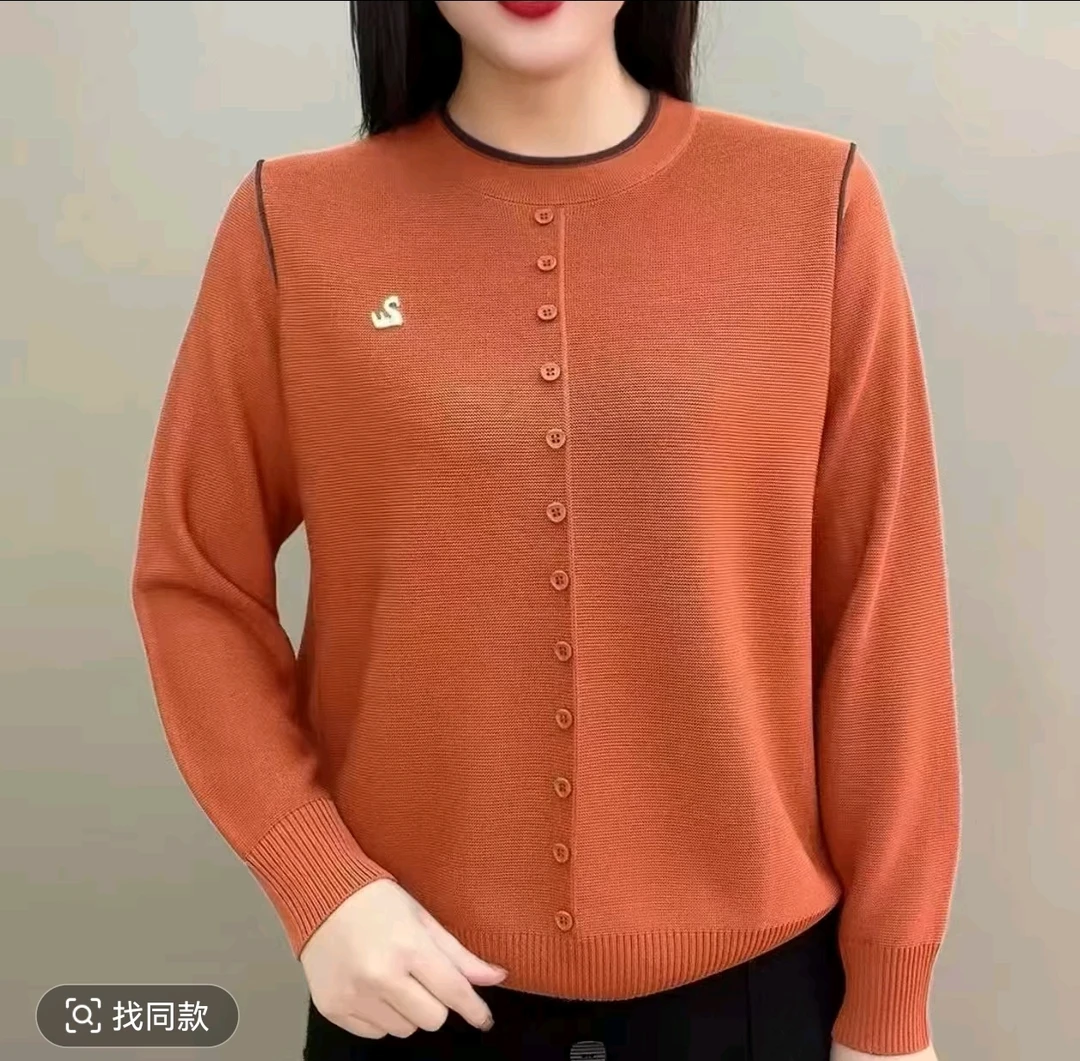 休闲百搭保暖秋装毛衣打底衫2025秋季新款时尚中年妈妈宽松针织衫