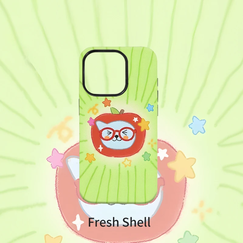 绿底苹果酷儿菲林二合一适用苹果VIVO华为OPPO小米一加手机壳