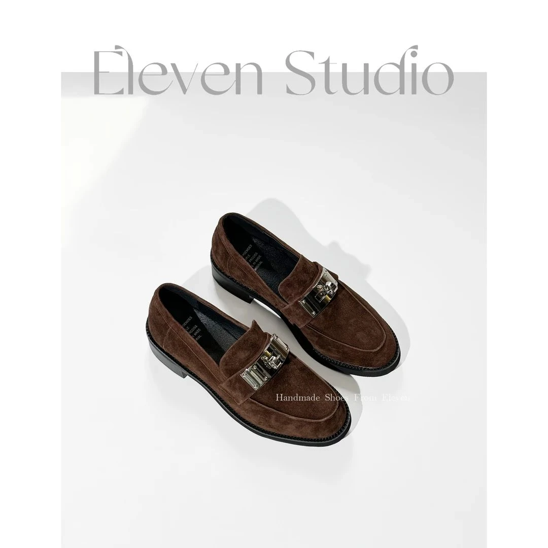 【匠心】3.5CM爆火同款牛皮金属扣英伦风玛丽珍鞋皮鞋/kelly