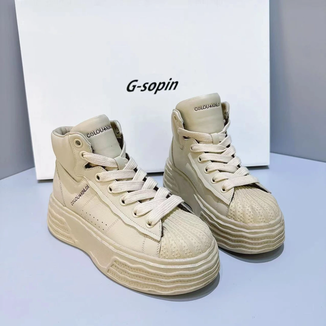 现货C5｜真皮绒里松糕休闲女鞋｜半码拍小｜83313-1