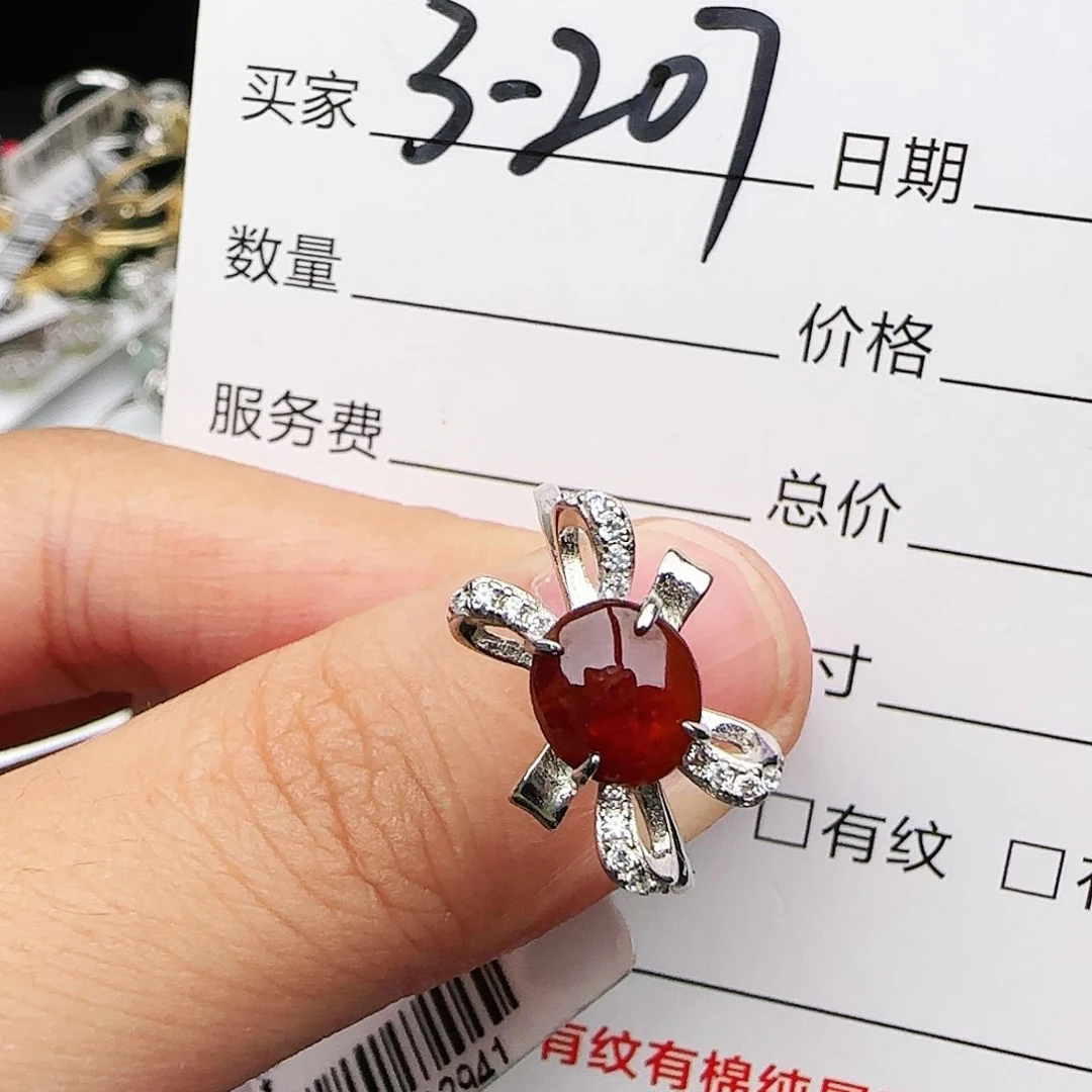 银S925镶嵌戒指翡翠戒指