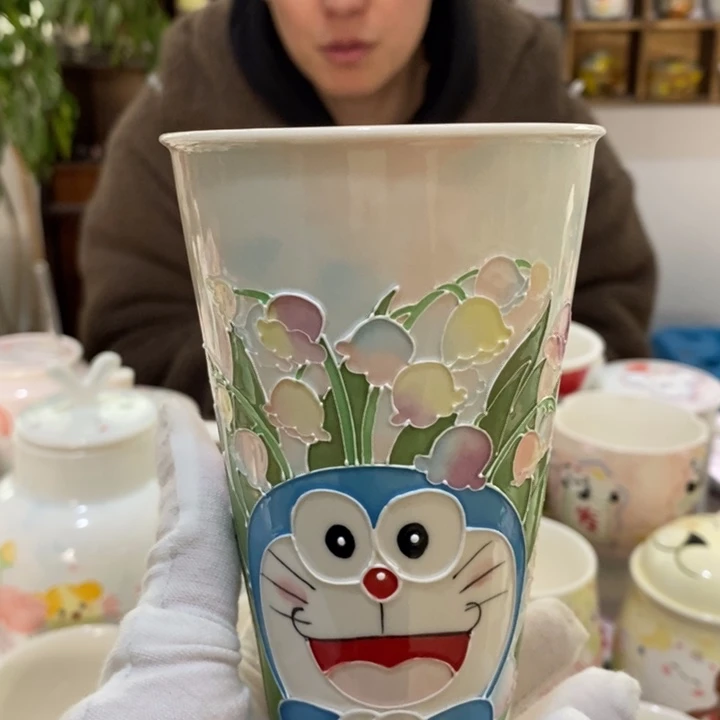 杯豆*绣球景德镇釉下彩手绘