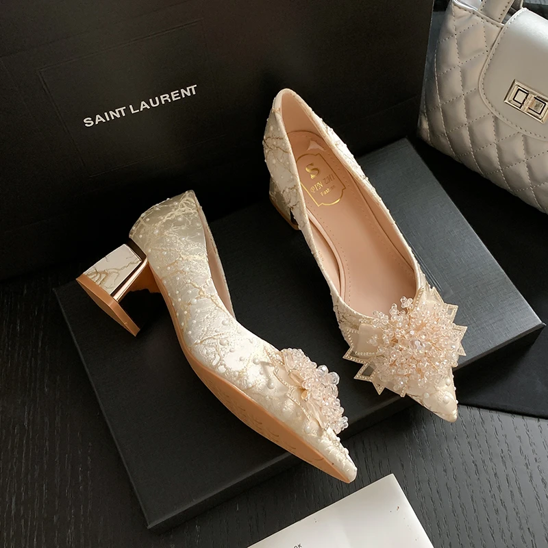 高级设计感尖头高跟鞋女水钻法式日常百搭温柔配裙子不累脚单鞋女