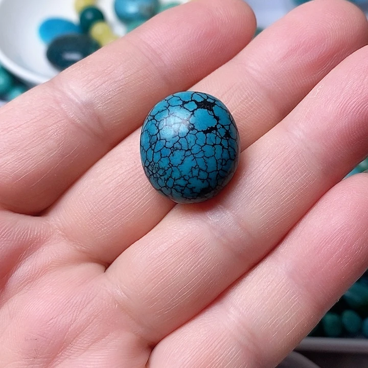 天然松石乌兰网花藏式珠子