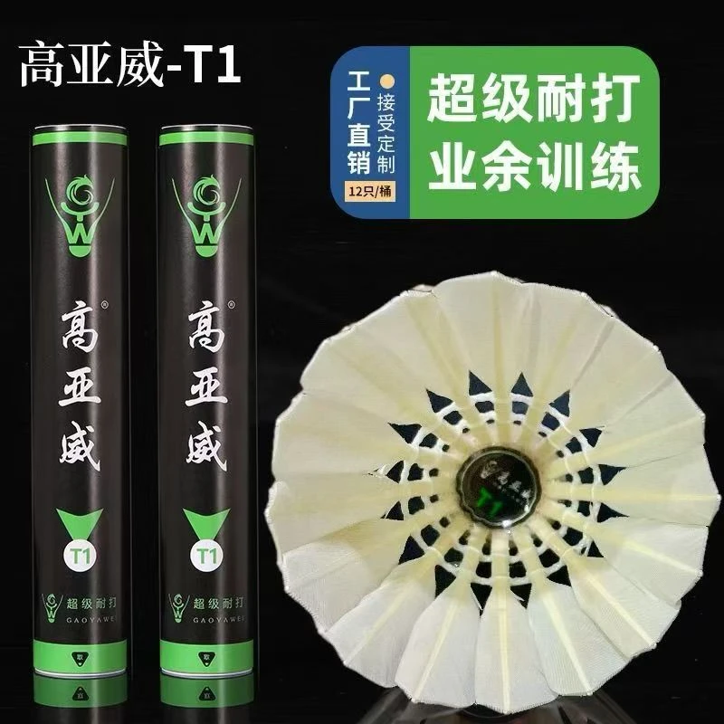 高亚威T1耐打飞行稳定羽毛球业余球馆训练和比赛室内外学习娱乐球