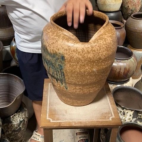 紫砂花盆口20高度34绿色