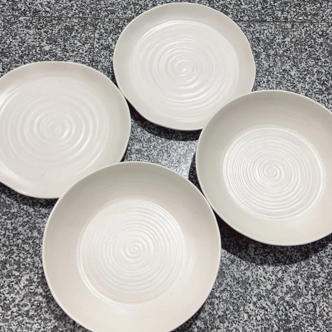 瓷零**温螺纹芝麻点釉深盘微瑕