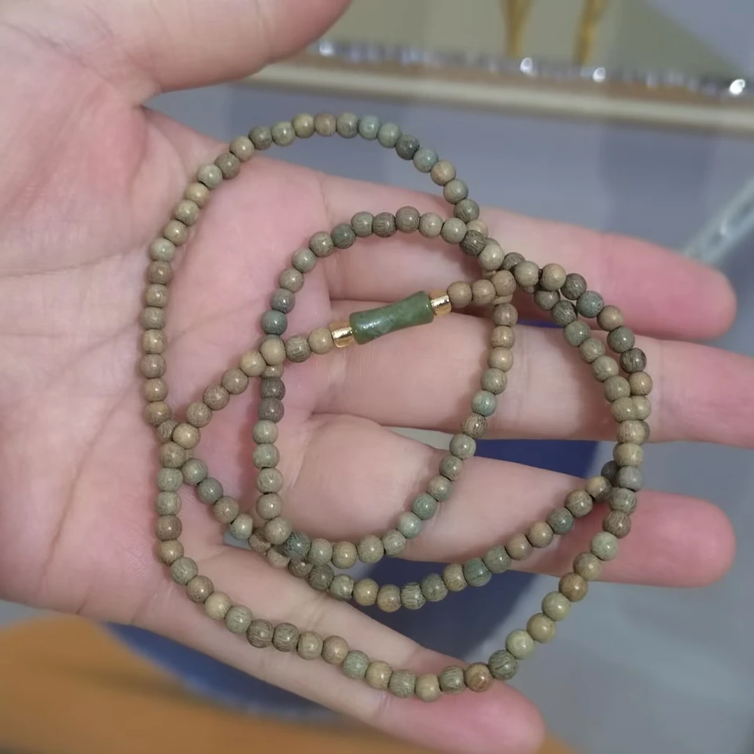 绿檀珠径4mm多圈手串女款文艺百搭复古绿檀手串