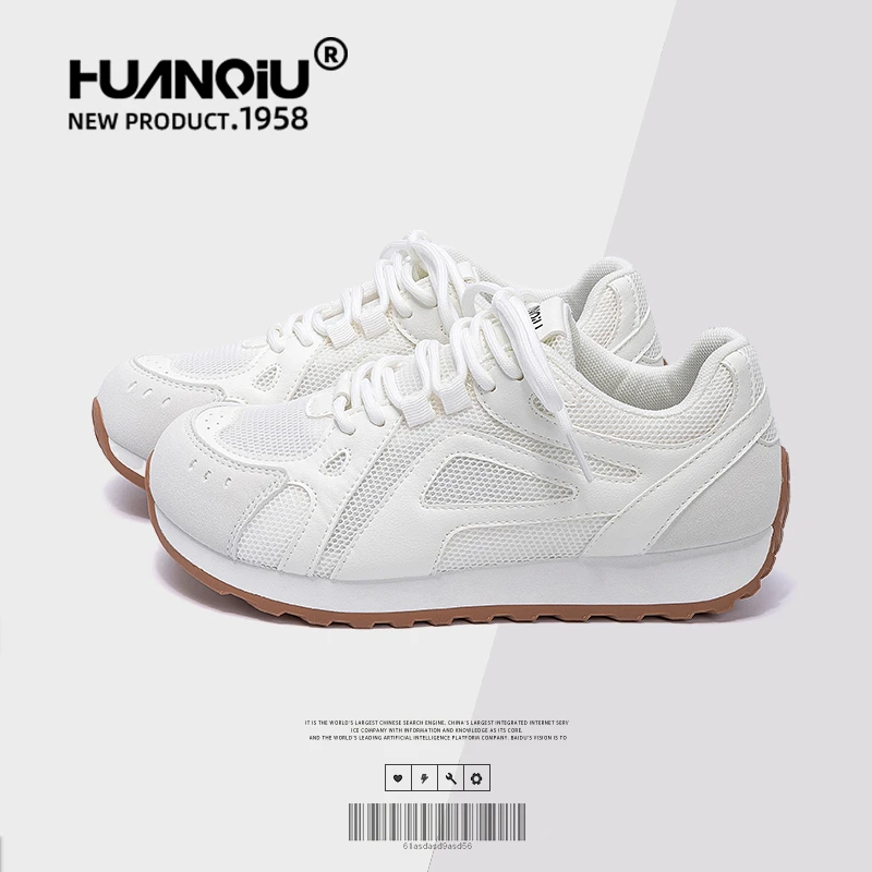 环球休闲小白鞋女2025新款秋季女鞋网面舒适跑步鞋女韩版老爹鞋女