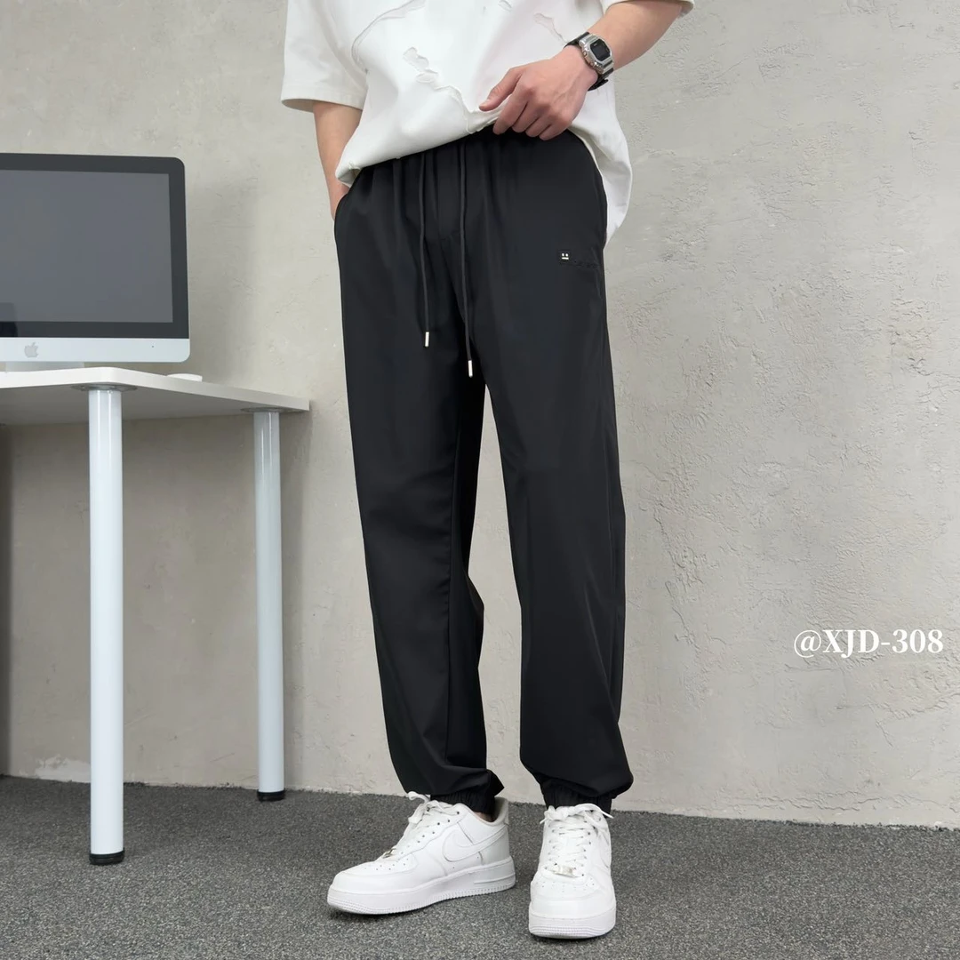 2025潮牌简约风宽松束脚裤黑色百搭时尚青年春痞帅美式显瘦休闲裤
