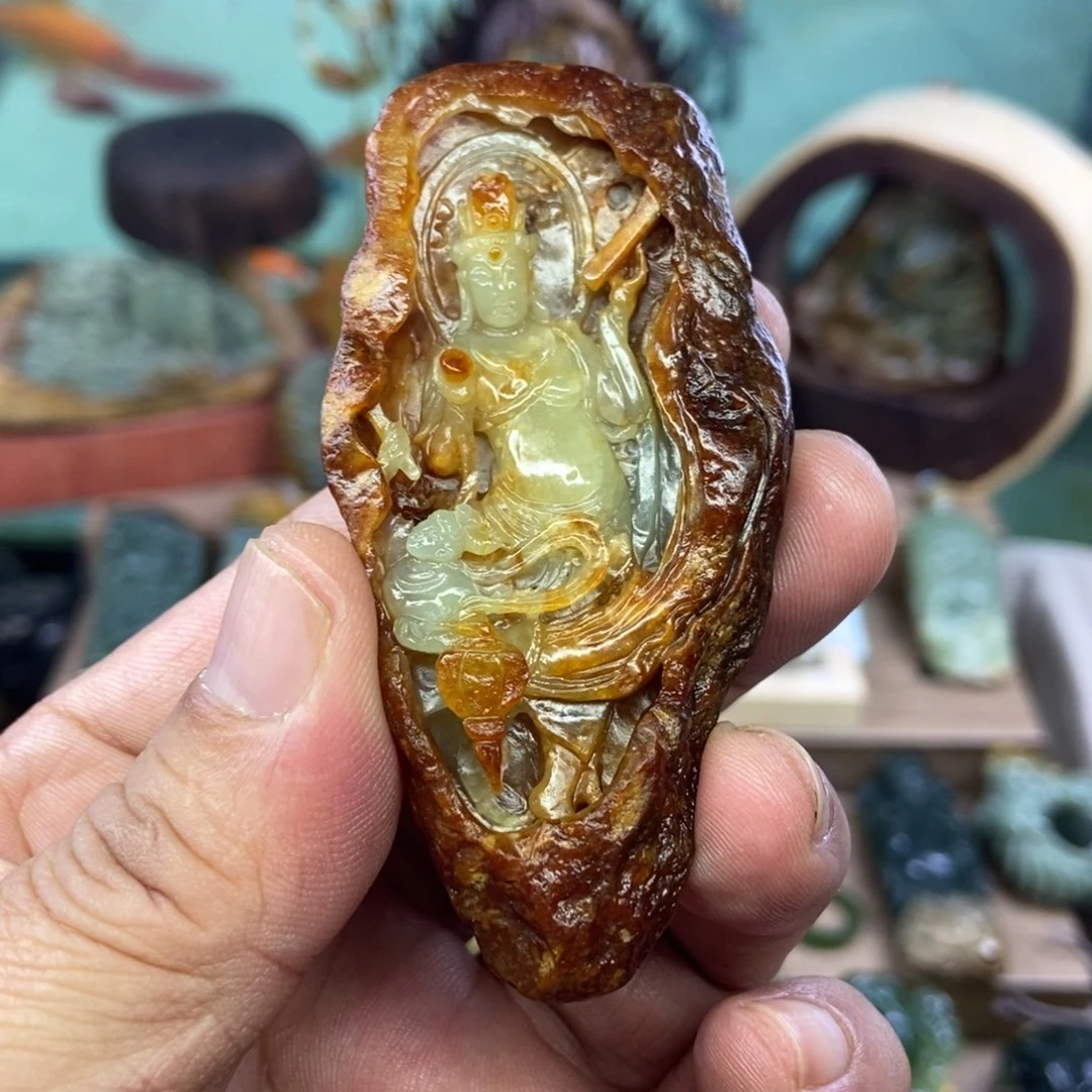 忒***忒岫岩河磨玉（透闪石质玉）未镶嵌挂件