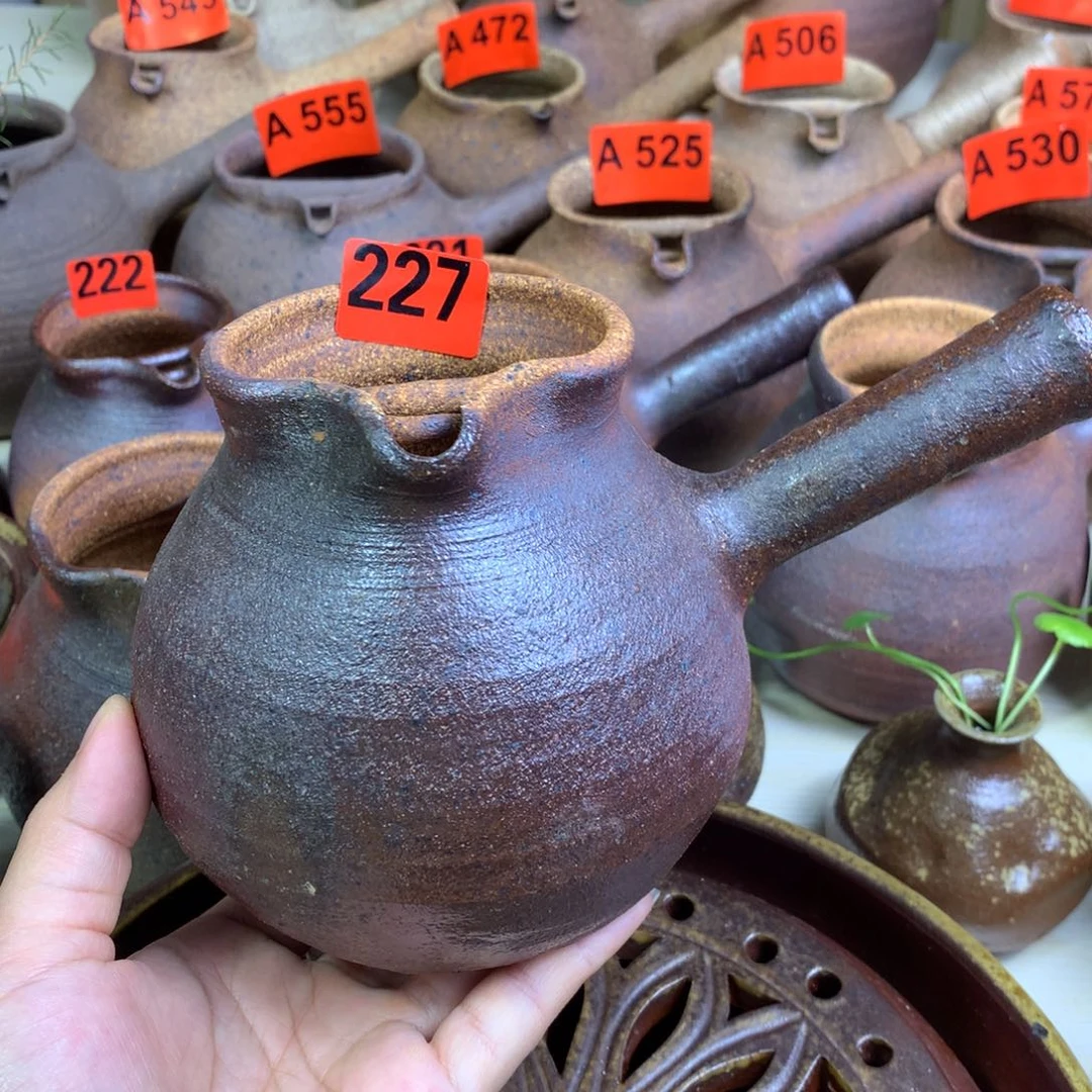 棠*豆柴烧粗陶烤茶罐650毫升左右