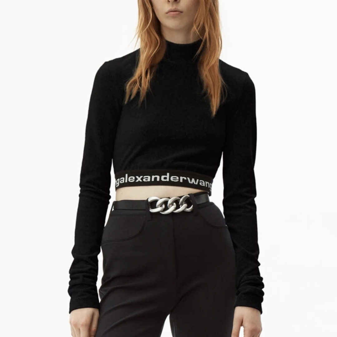未使用 Alexander McQueen/亚历山大·麦昆 8105/黑色Logo针织衫/S