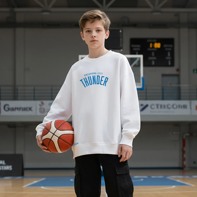 NBA联名款SOFTFIRE 男童春秋圆领休闲卫衣女童潮牌运动宽松上衣