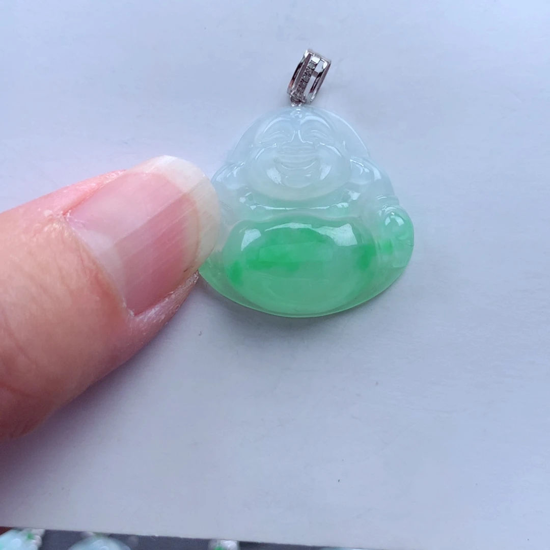 翡翠吊坠(不含链)18K金镶嵌