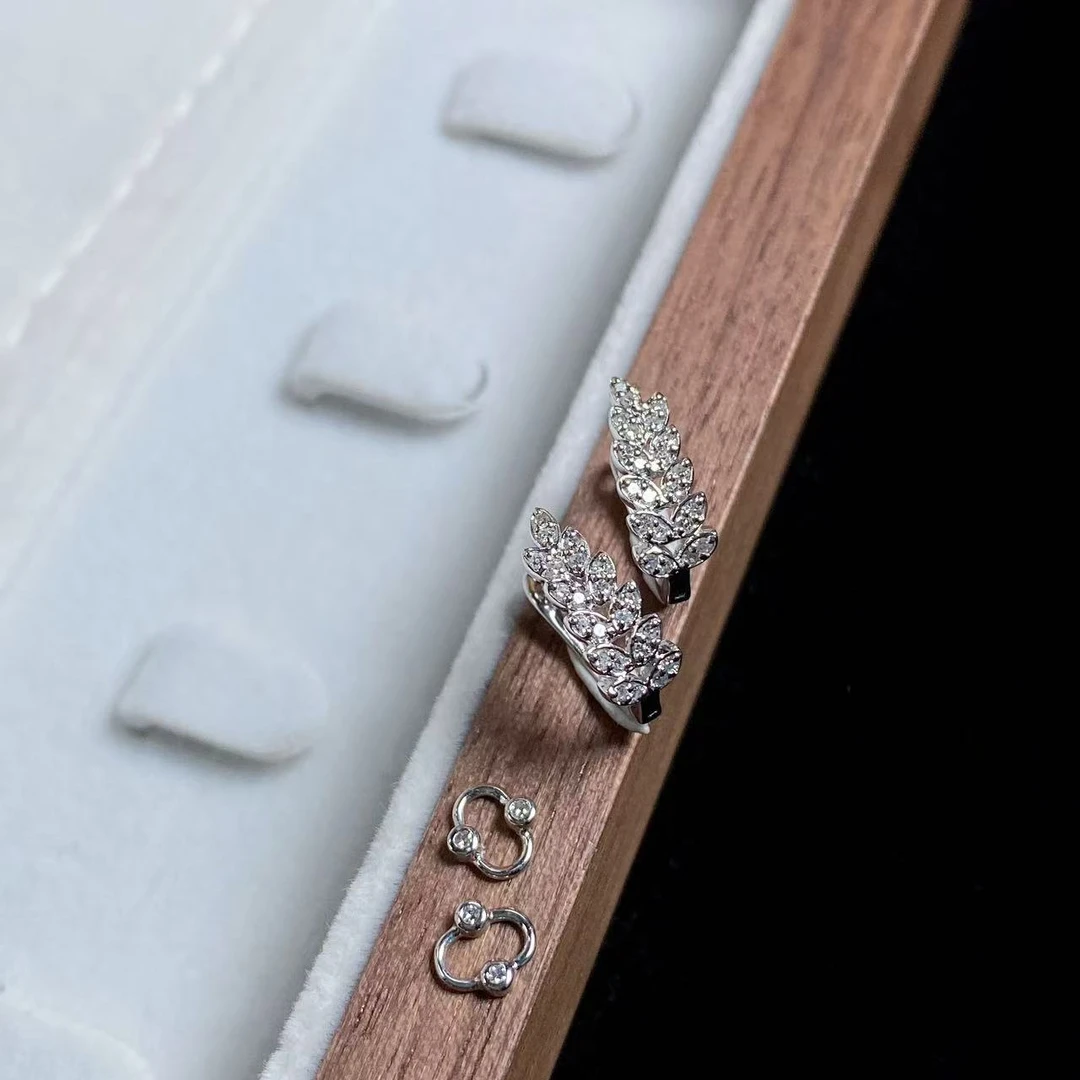 美赞】爆款简约百搭可挂滴溜day耳饰18k金镶嵌钻石素轻奢款J