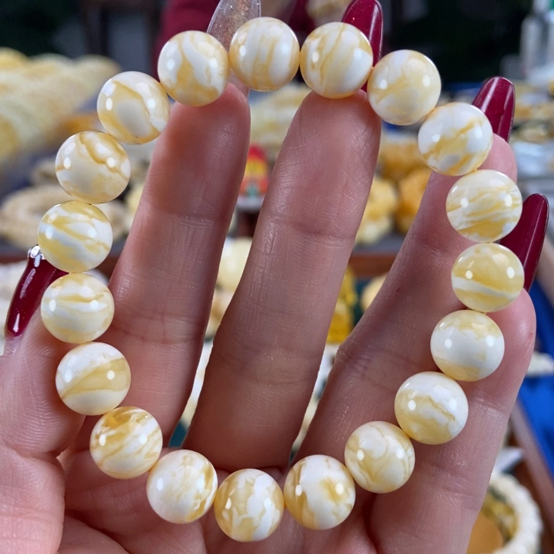 琥珀未镶嵌珠宝奇石10圆珠12.4