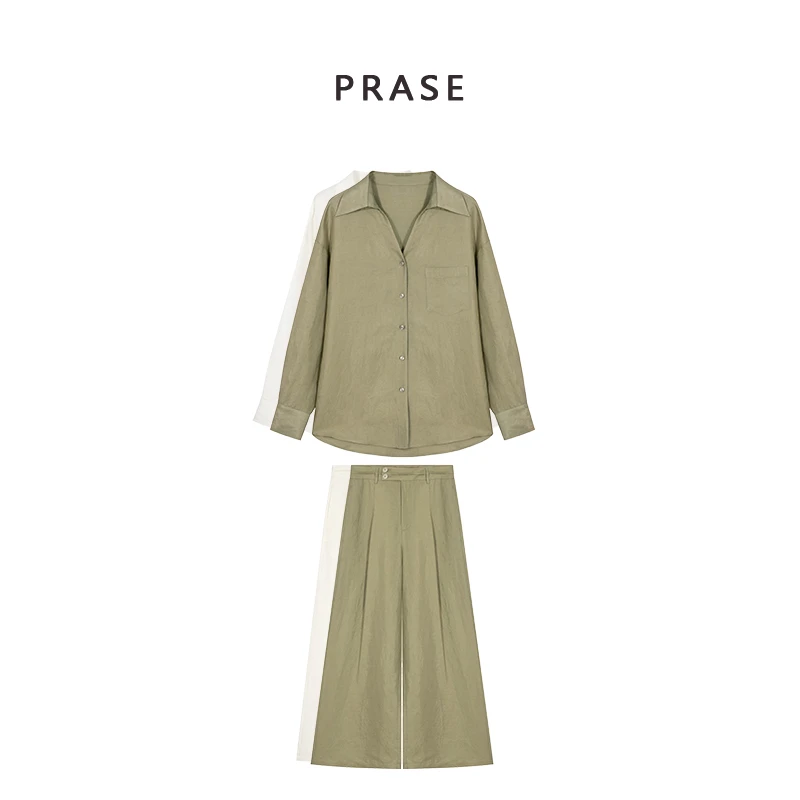 PRASE·噜【水花一色】微胖轻奢设计款春女亚麻时尚套装PR502B26/31