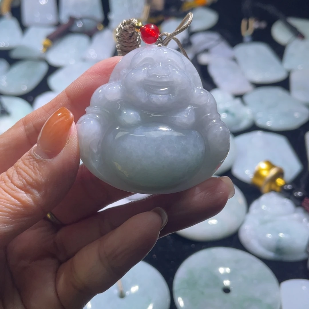 丽***花翡翠未镶嵌颈饰佛公