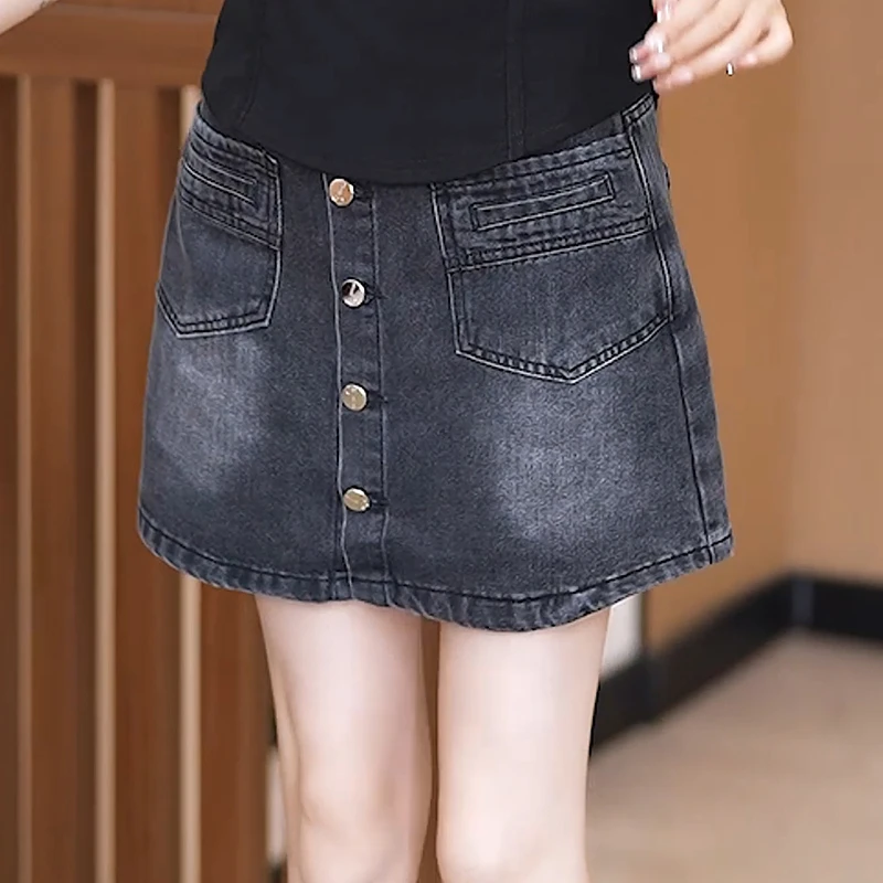 高腰显瘦a字牛仔半身裙裤2025新款小个子百搭复古气质包臀短裙女