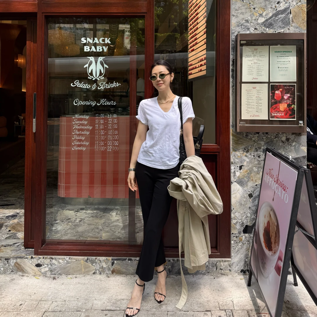 王嬛嬛MsLime25年春款“T台裤”酷飒百搭黑色西装裤 HD2A0695