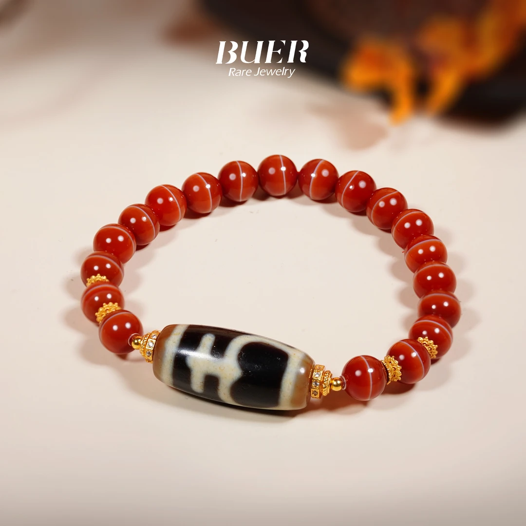 【不二】宝瓶天珠DIY红肉一线珠珠单圈手串(多样性发)