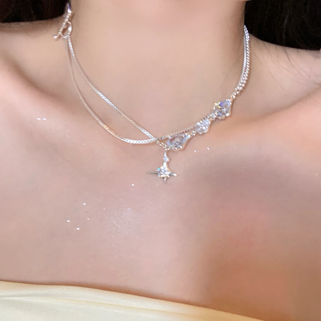 合金项链 璀璨星河锆石项链女轻奢小众设计感锁骨链甜酷风颈链