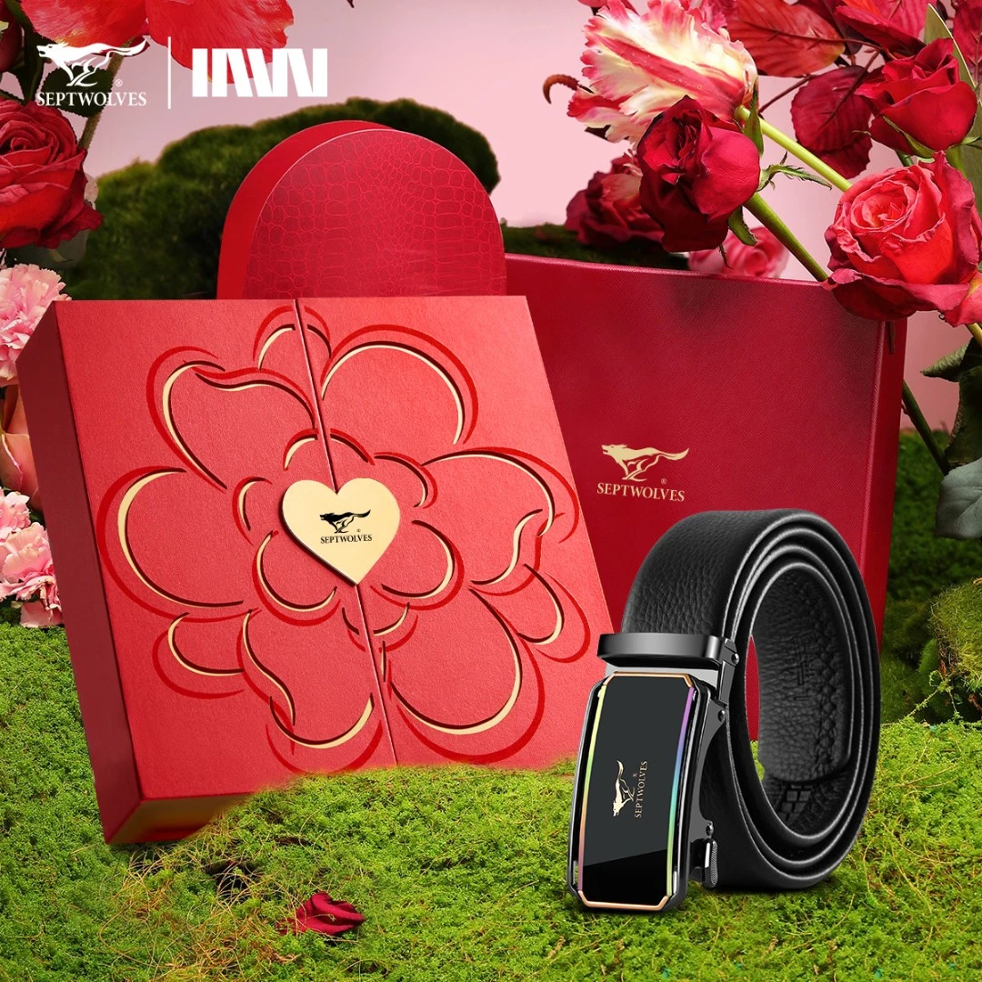 七匹狼皮带男士真牛皮自动扣腰带男款高档礼盒送老公男友实用礼物