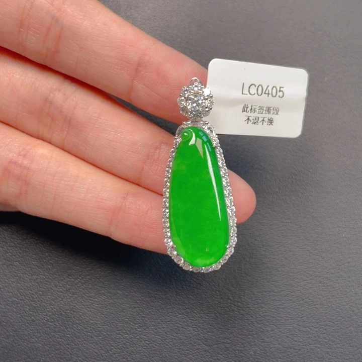 翡翠银S925镶嵌吊坠(不含链)