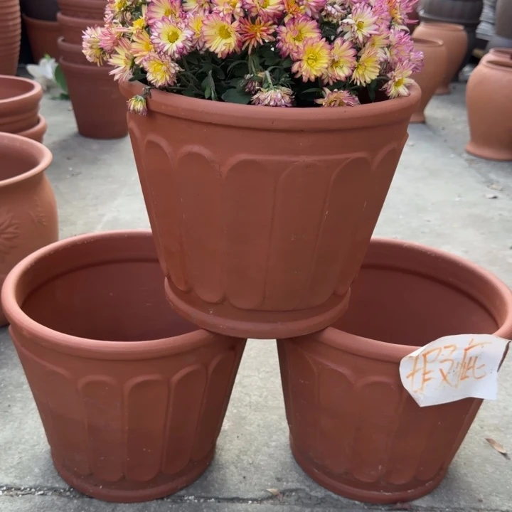 花盆紫砂口30高25宜兴紫砂瑕疵粗糙花泥（3只）