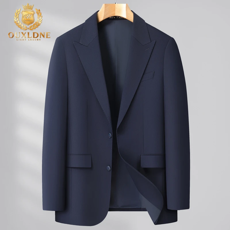 OUXLDNE 商务休闲西服男士加肥加大码男装秋季外套时尚宽松双开衩