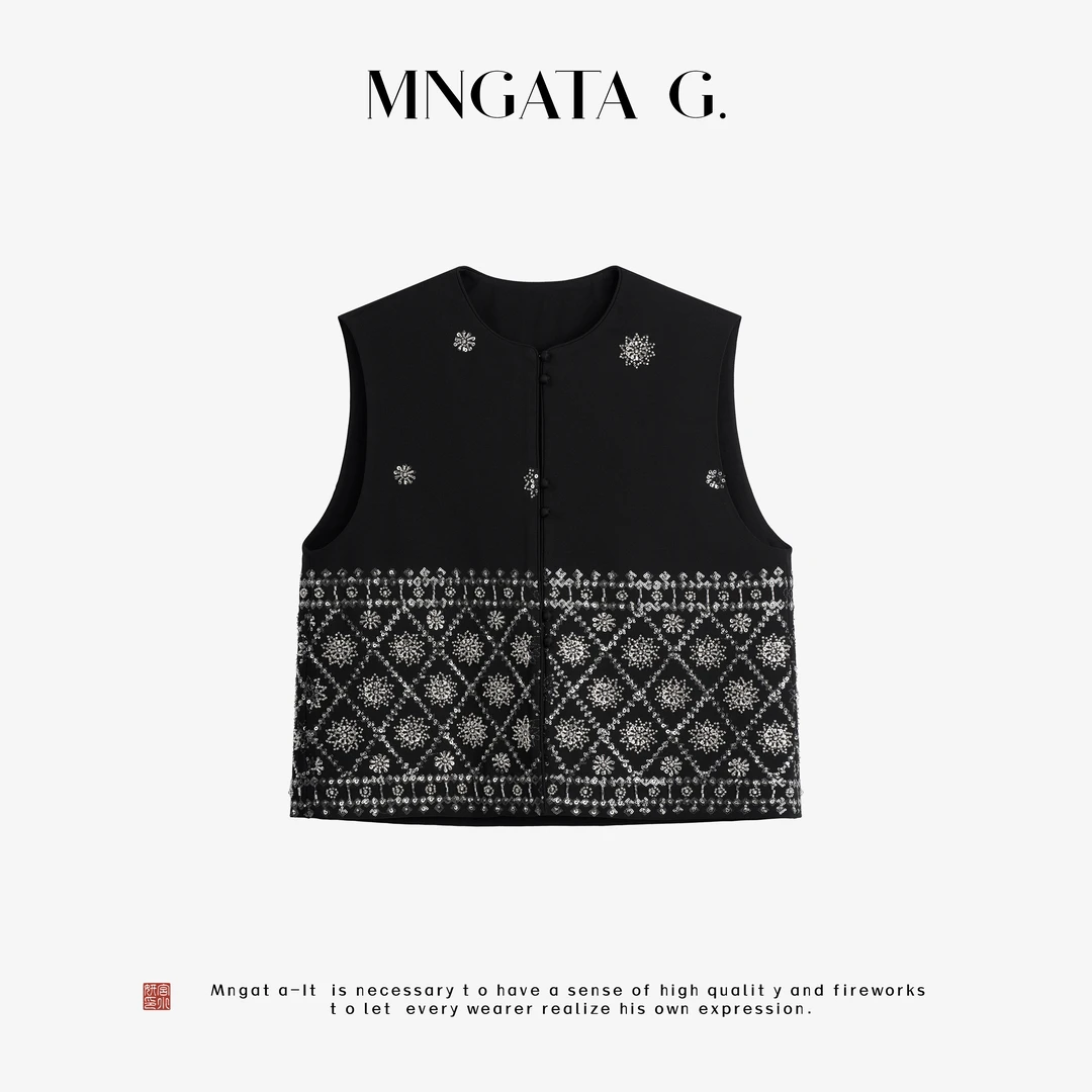 MNGATA G.宫小妍【璀璨莲花】新中式中国风休闲百搭秋冬马甲5022555