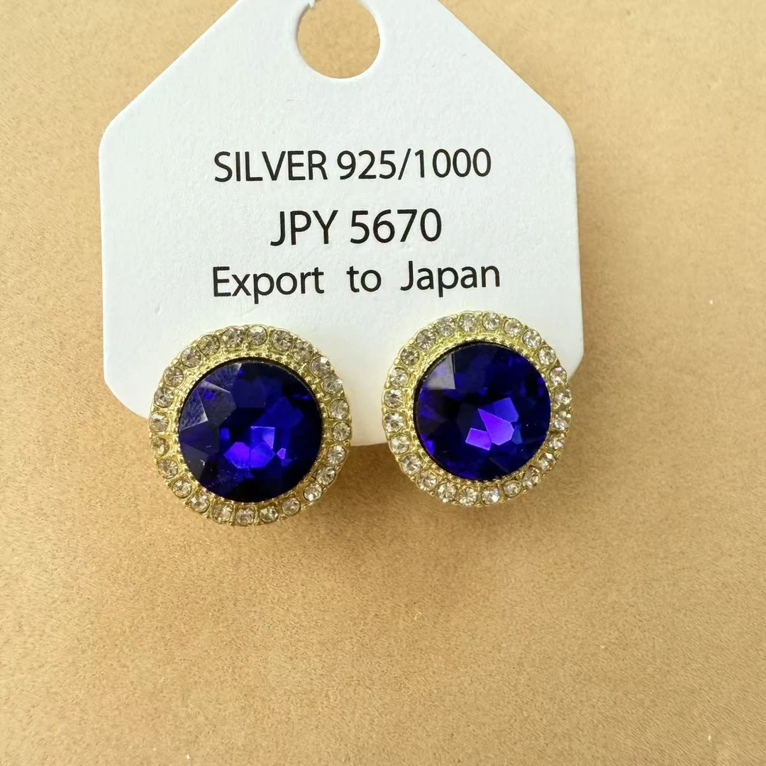 铜合金耳饰 821#气质优雅蓝色耳钉