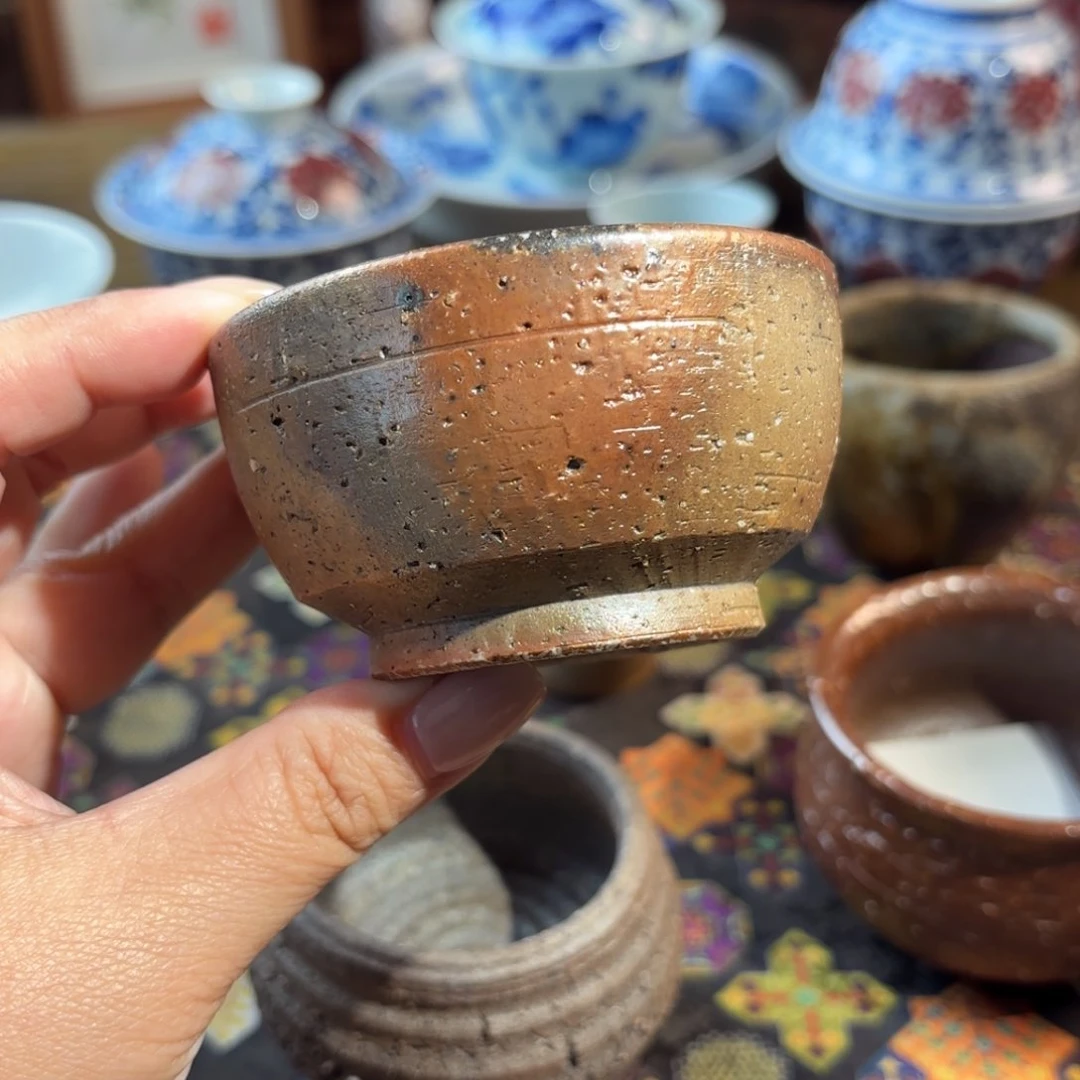 陶柴烧孤品手绘杯杯杯