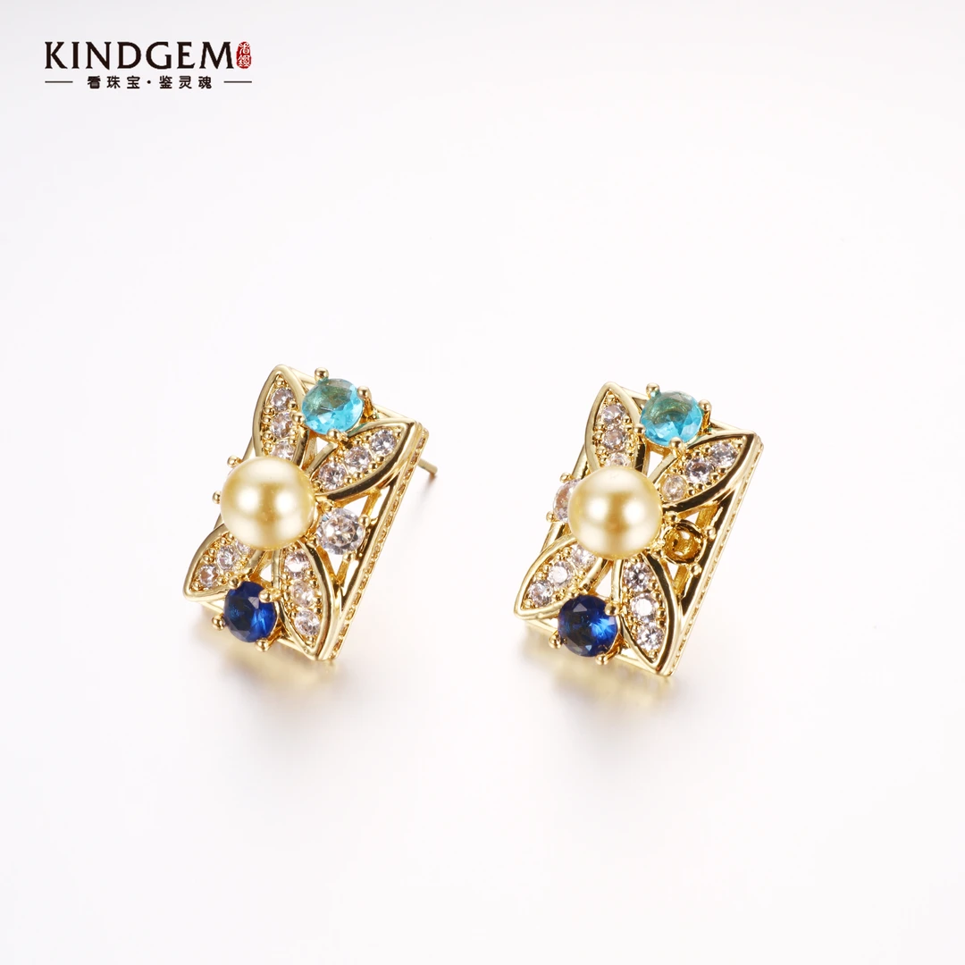 铜合金仿珍珠耳饰 【Lisa Nik】美·重工镶嵌精致高级感耳环C-29397