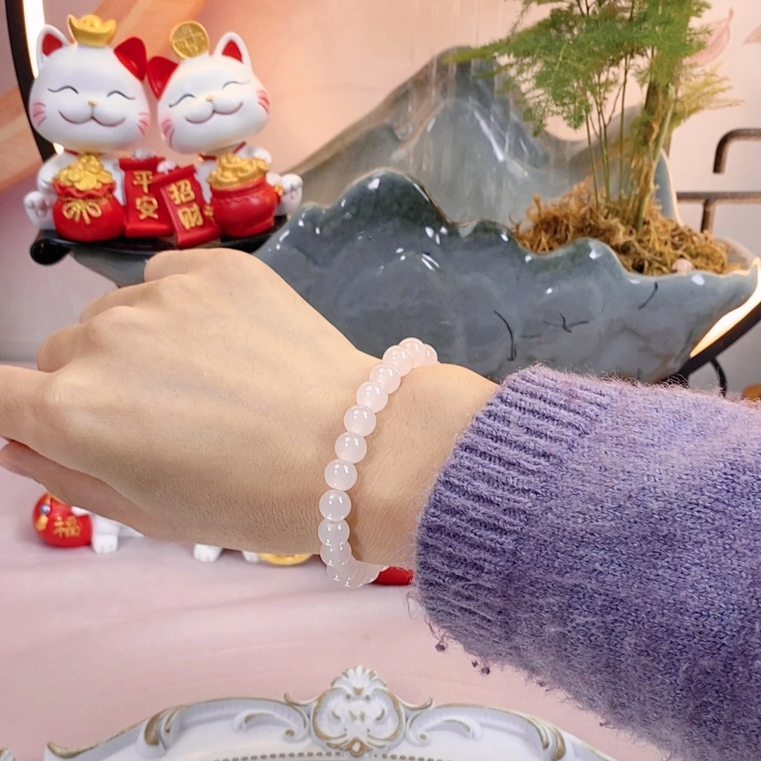 899粉色卡8MM手工串珠DIY手串女